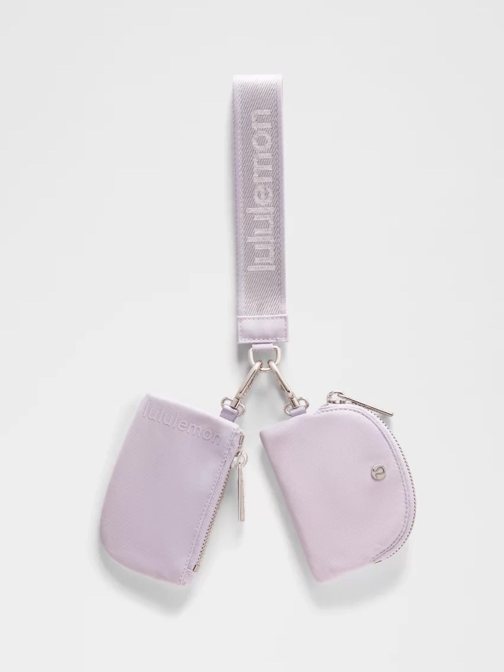 Lululemon NWT Lilac Ether Dual Pouch Wristlet Metallic Wordmark OS - Picture 1 of 9